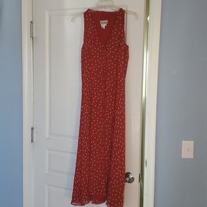 Red/white polka dot maxi dress